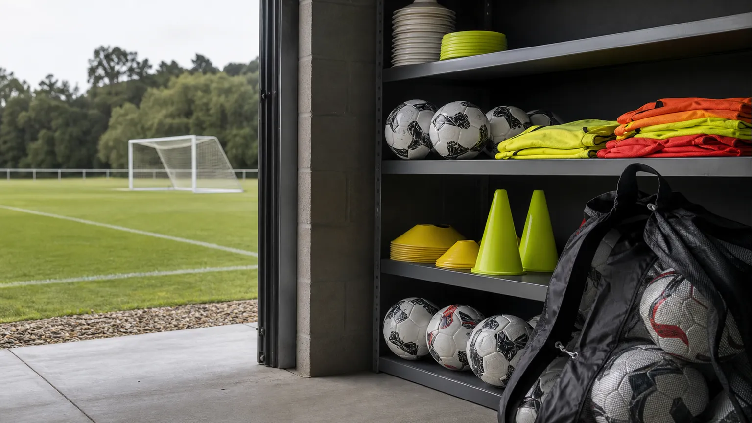 Imagem editorial sobre Como organizar bolas e material de treino