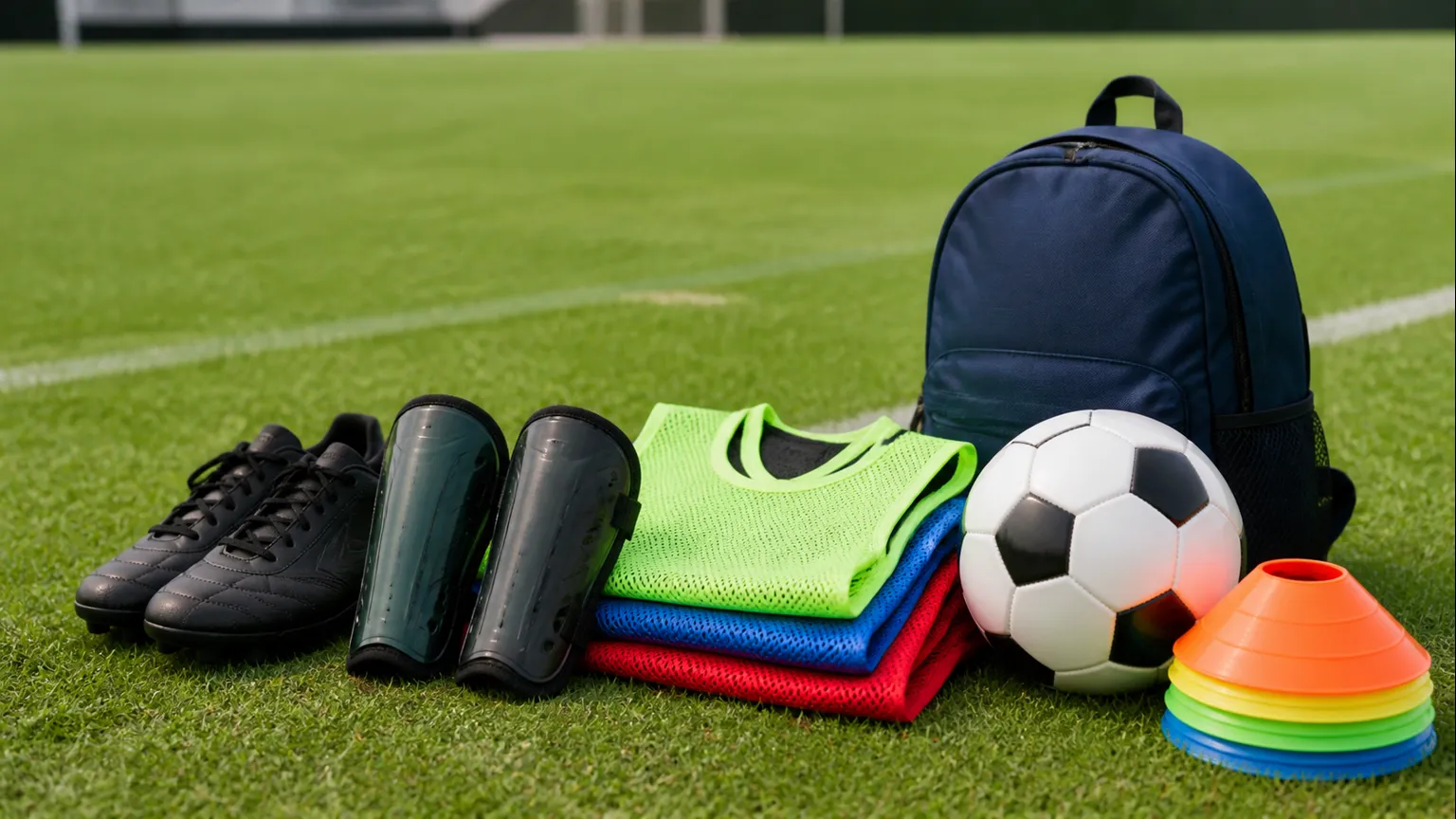 Imagem editorial sobre Equipamento para escola de futebol infantil