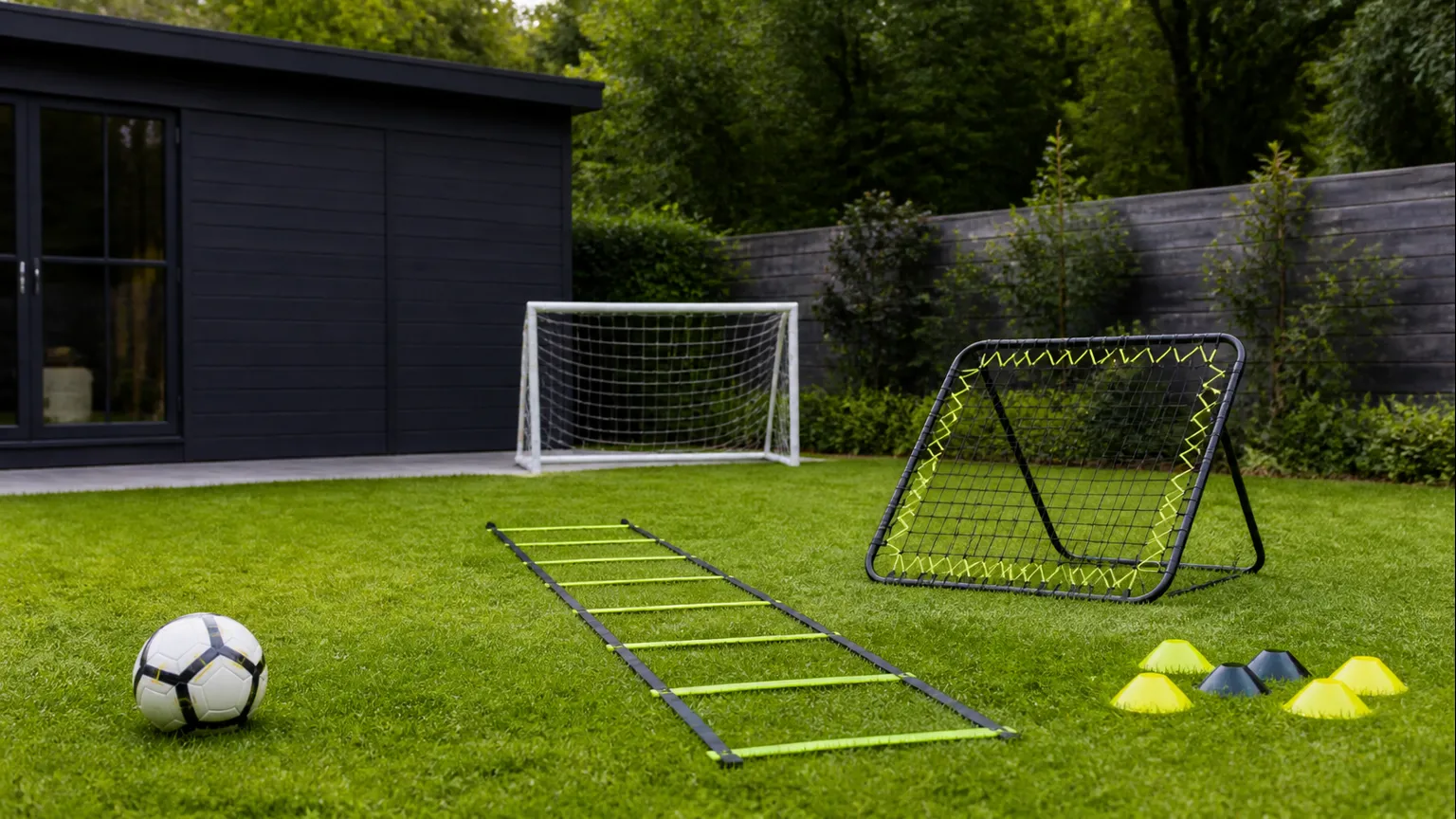 Imagem editorial sobre Melhor equipamento para treinar futebol em casa