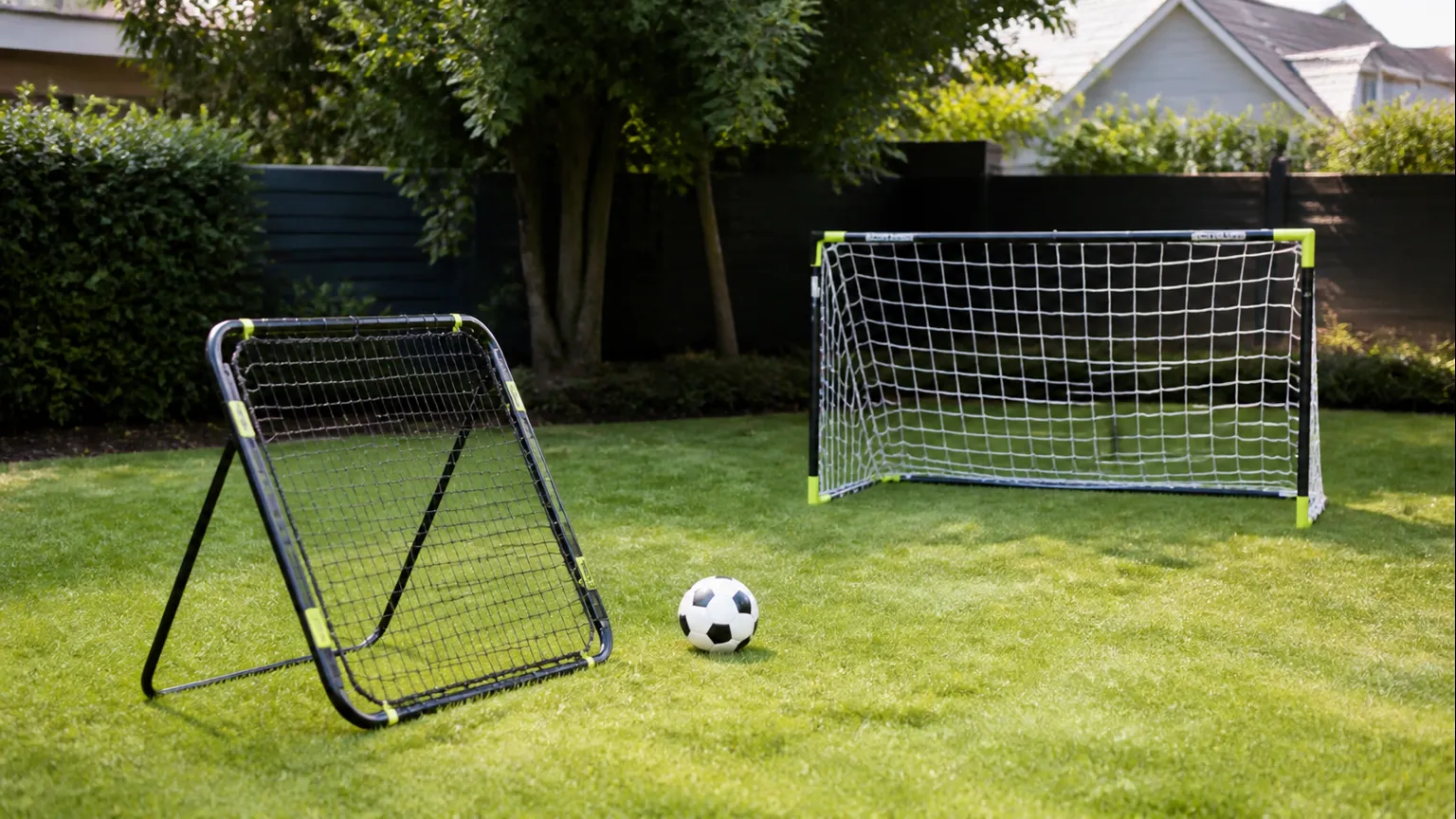 Imagem editorial sobre Baliza ou rebounder: qual é melhor para casa?
