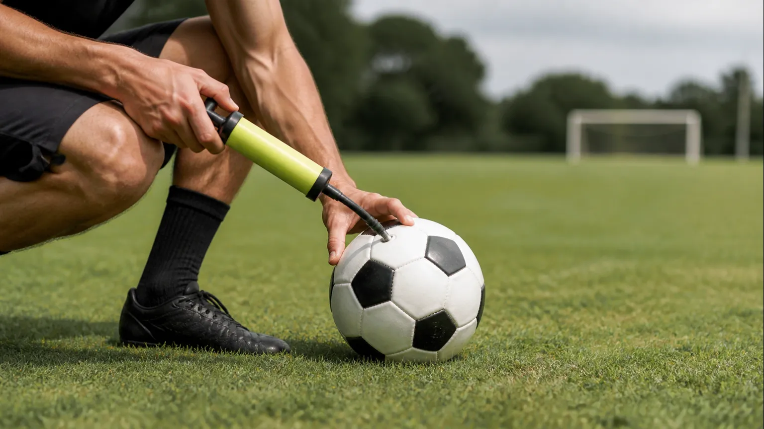 Imagem editorial sobre Como encher uma bola corretamente