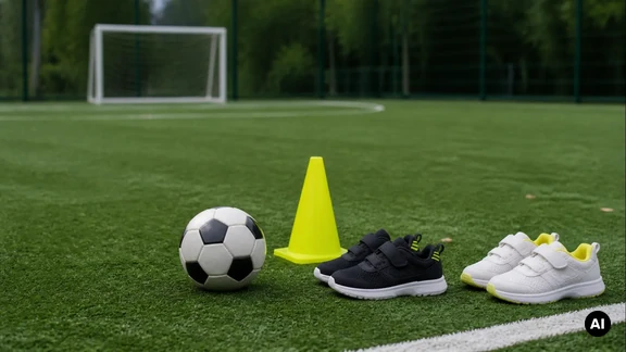 Imagem editorial sobre Bolas de futebol para crianças